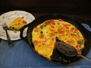 cast iron tomato and spinach fritata